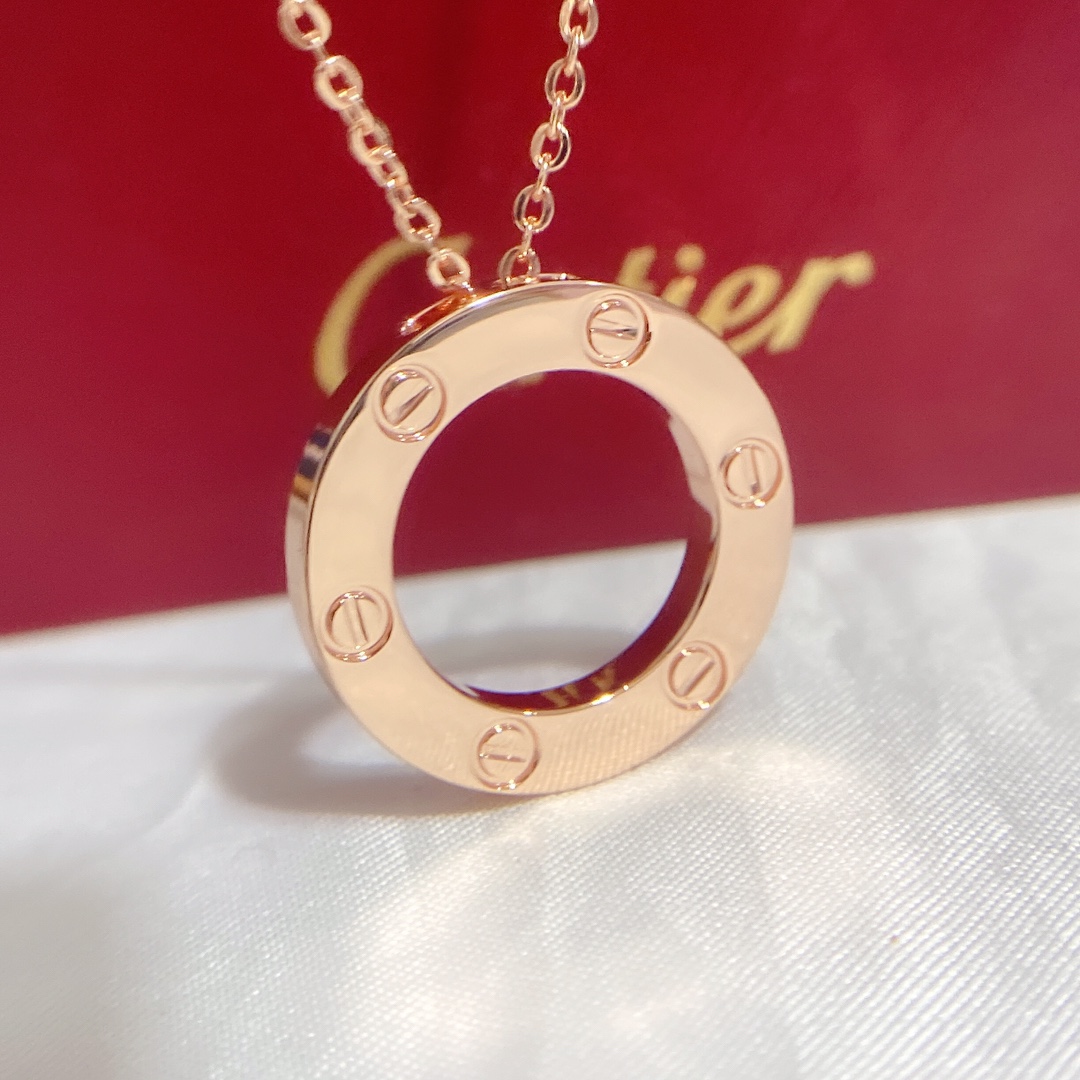 replica Cartier No Diamond LOVE Pendant Necklace in Pink Gold - H Lin Jewelry