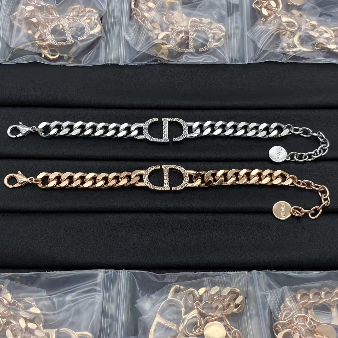 replica Dior CD Chunky Flat Cuban Chain Couple Bracelet - H Lin Jewelry