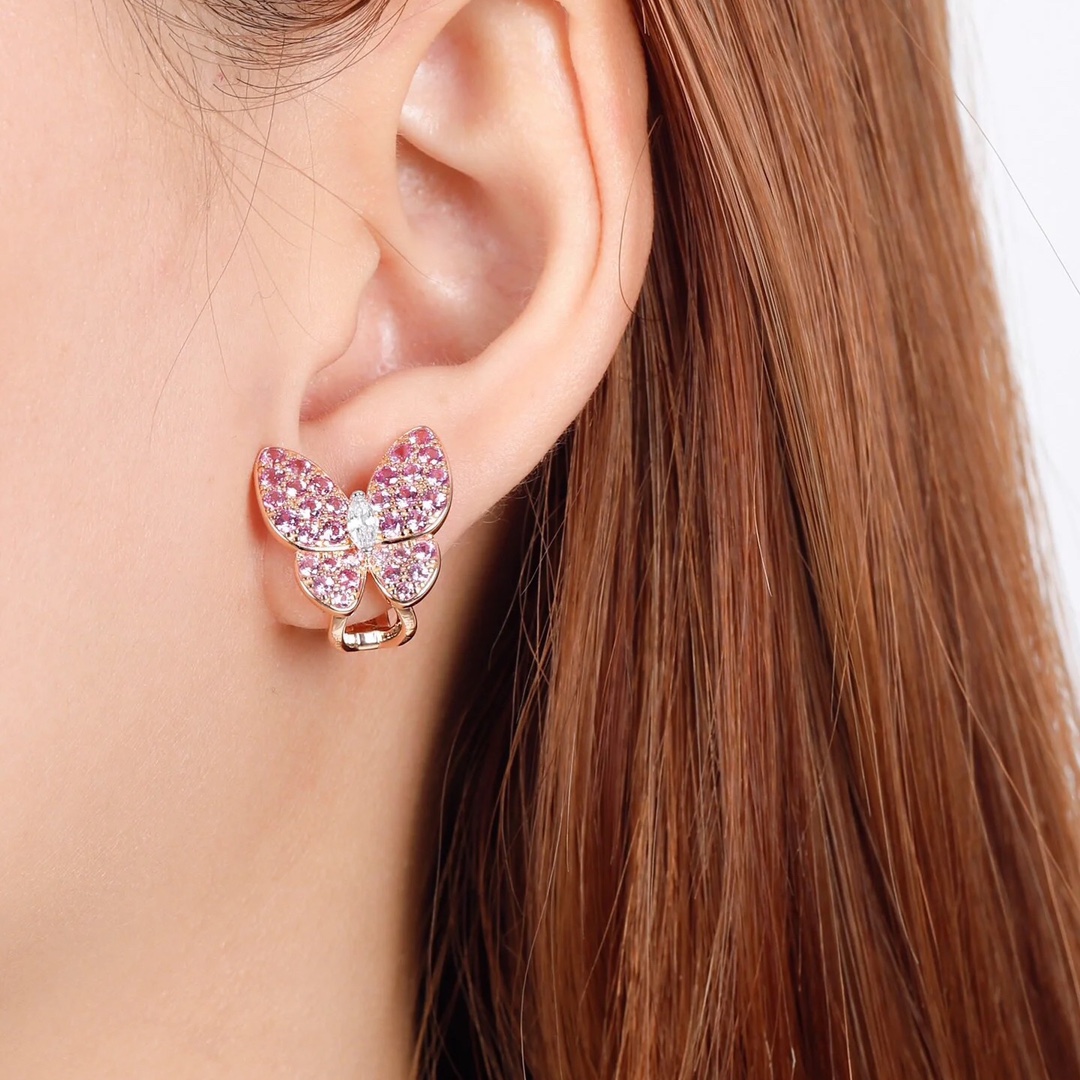 replica Van Cleef & Arpels Asymmetrical Diamond Butterfly Earrings - H Lin Jewelry
