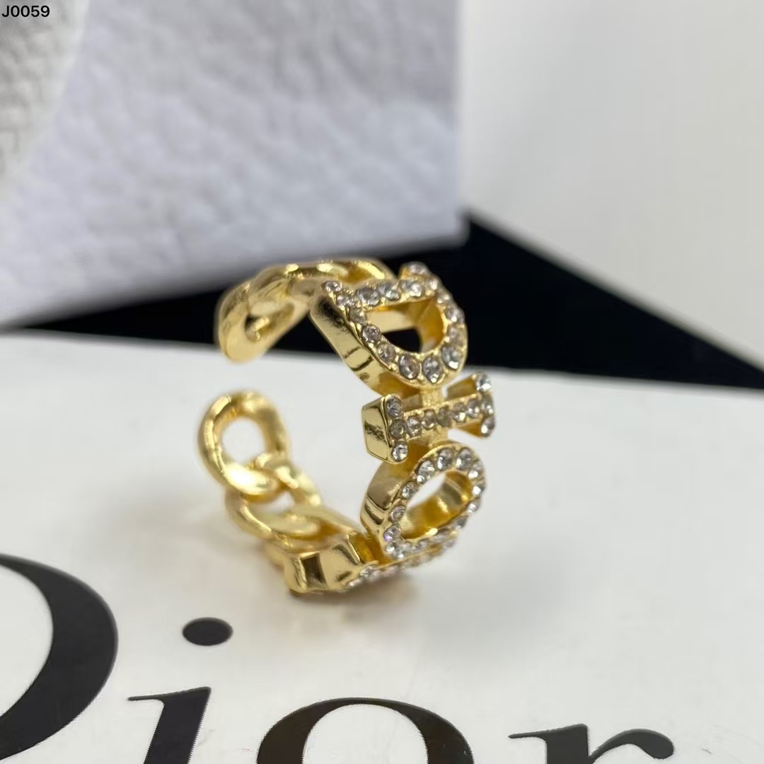 replica Diamond Paved Dior Letters Open Ring - H Lin Jewelry