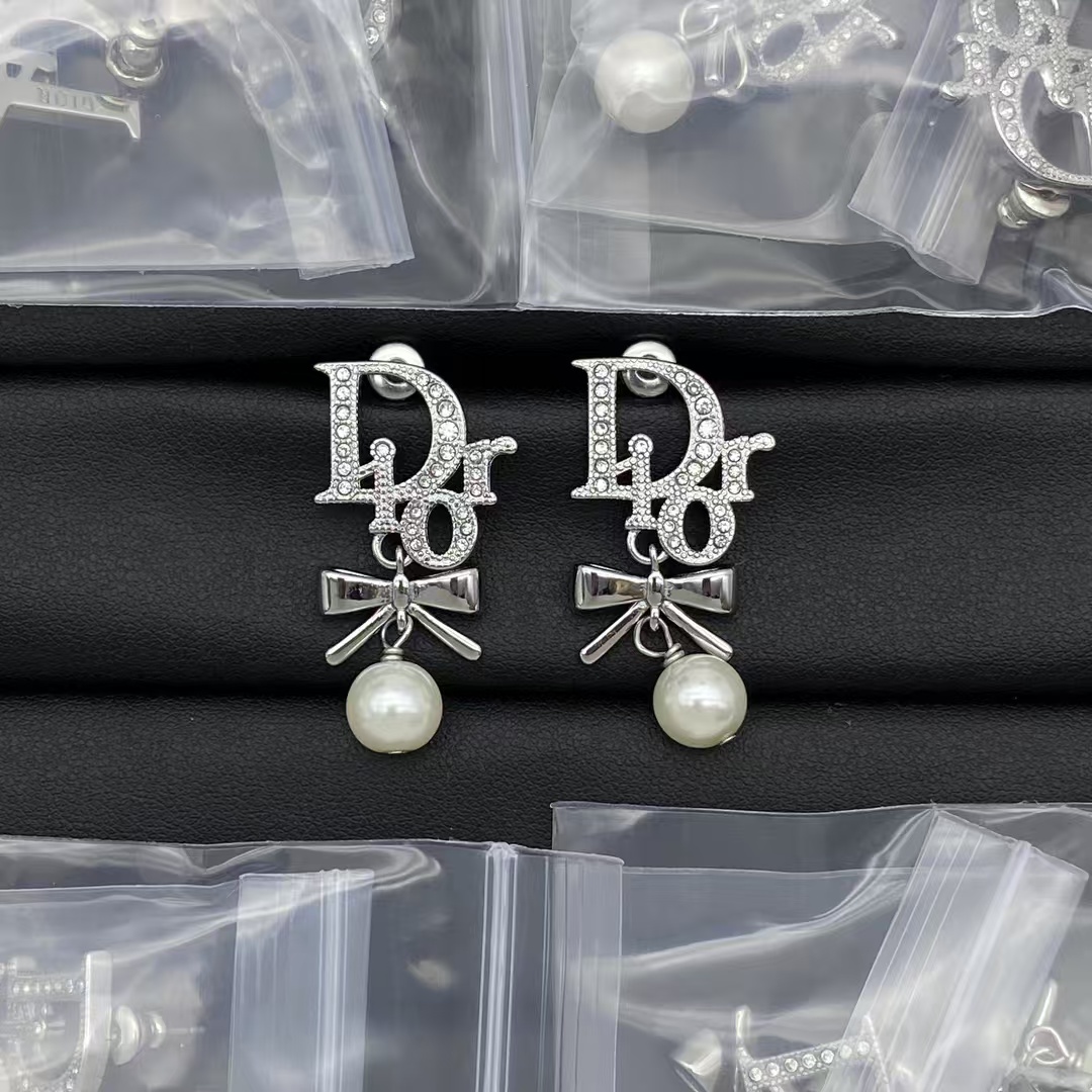 replica Dior Bow Knot Pearl Drop Earrings - H Lin Jewelry