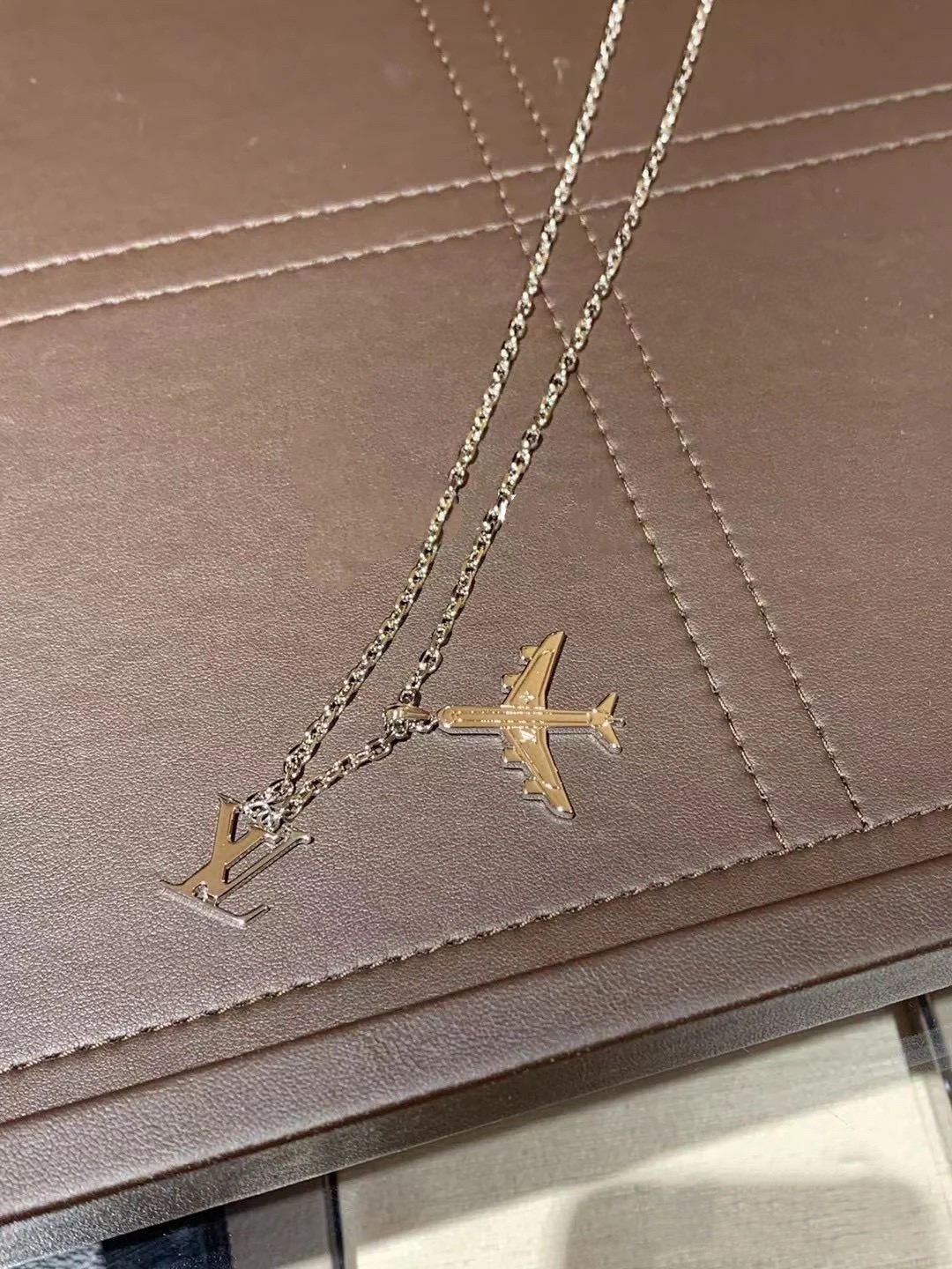 replica Louis Vuitton Silver LV Plane Mens Necklace - H Lin Jewelry