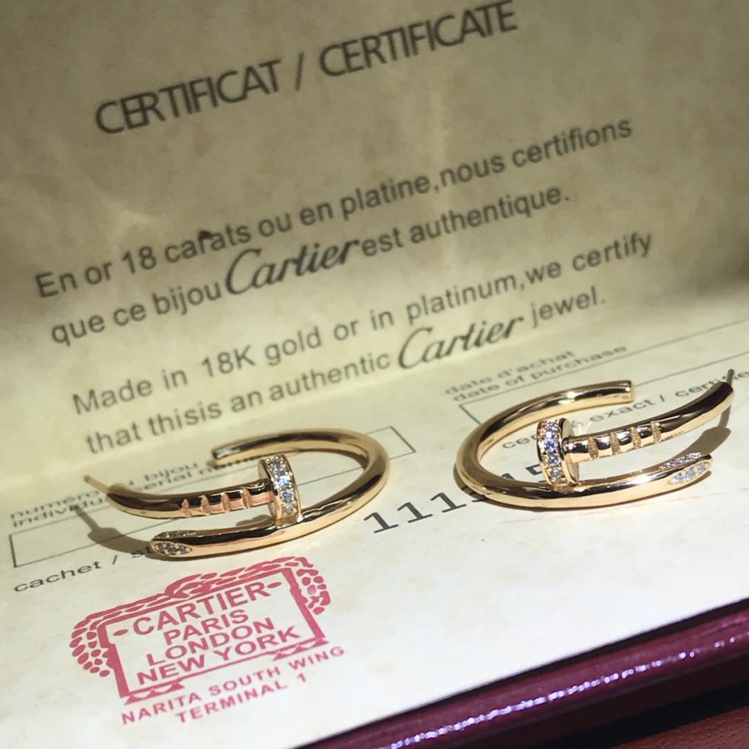 replica Cartier Head & Tail Pave Diamond Small Juste un Clou Hoop Earrings - H Lin Jewelry