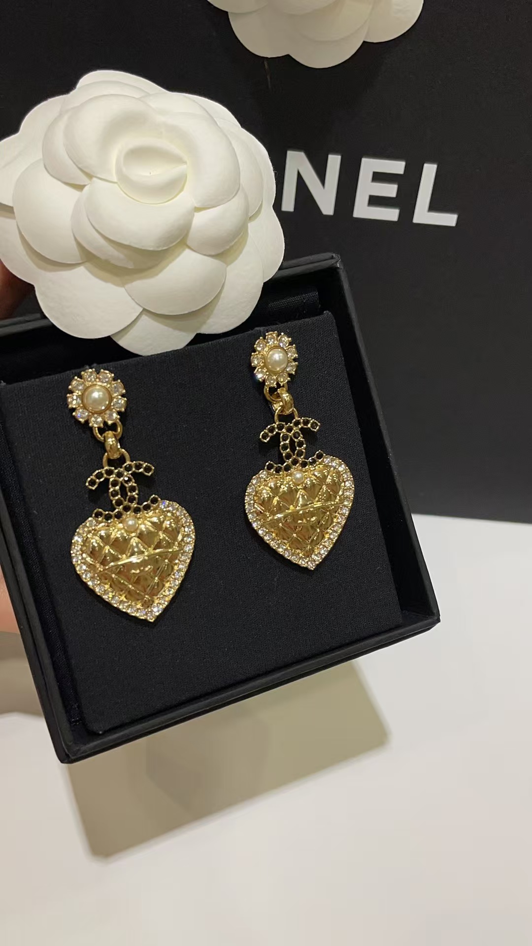 replica Chanel Love Heart Dangle Earrings - H Lin Jewelry