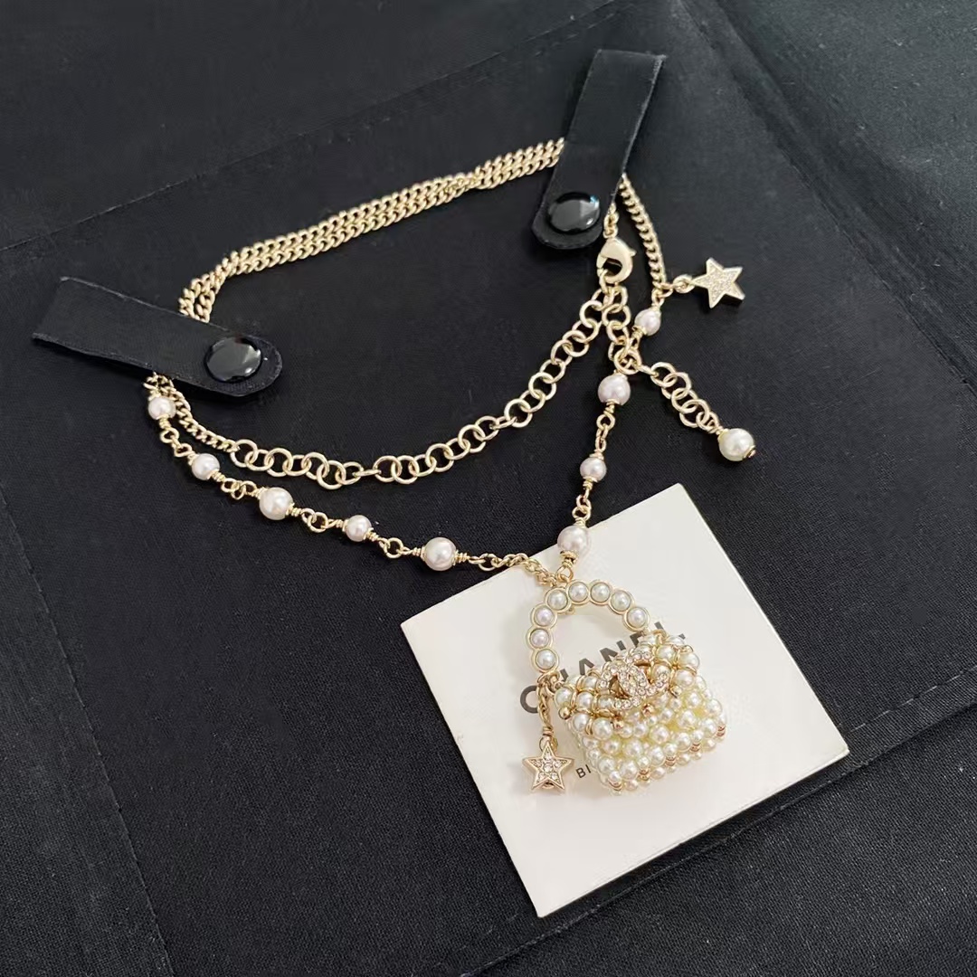 replica Chanel Pearl Bag Pendant Necklace - H Lin Jewelry