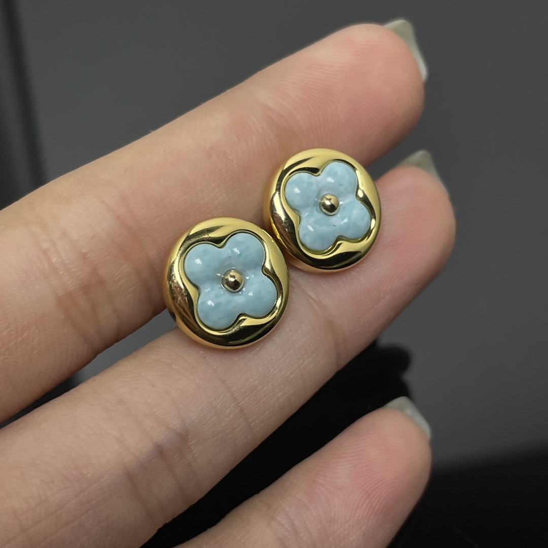 replica Louis Vuitton Blue Amazonite Stud Earrings - H Lin Jewelry