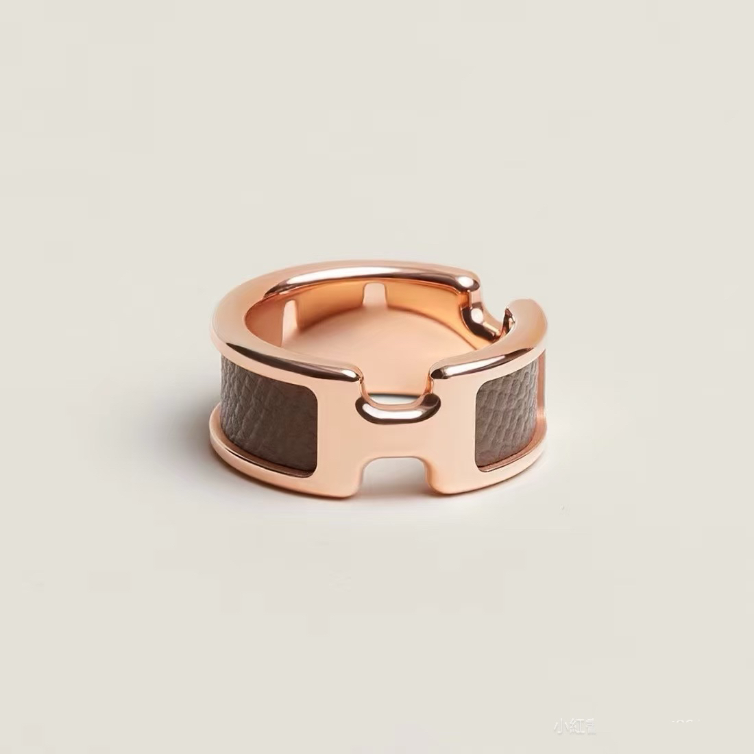 replica Hermes Rose Gold Brown Olympe Ring - H Lin Jewelry