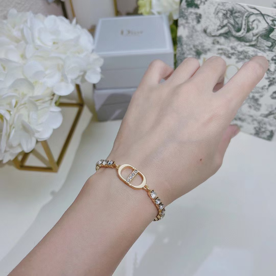 replica Dior Rhinestone CD Bracelet - H Lin Jewelry