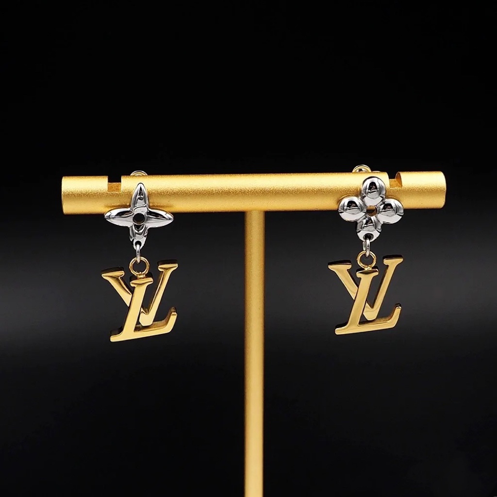 replica Louis Vuitton Mixed Metal Color Asymmetrical Dangle Earrings - H Lin Jewelry