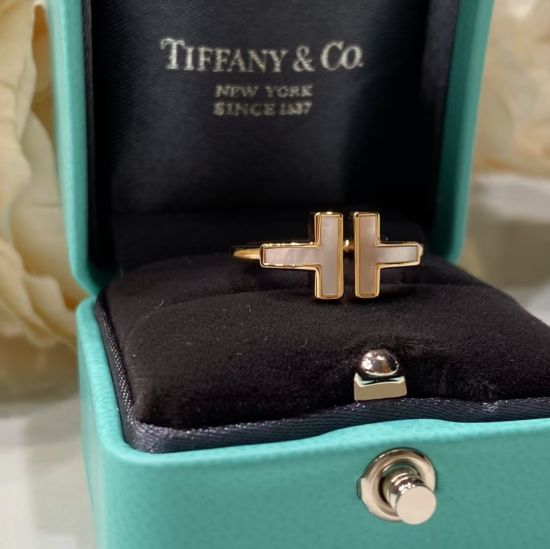 replica Tiffany Mother of Pearl Double T Ring - H Lin Jewelry