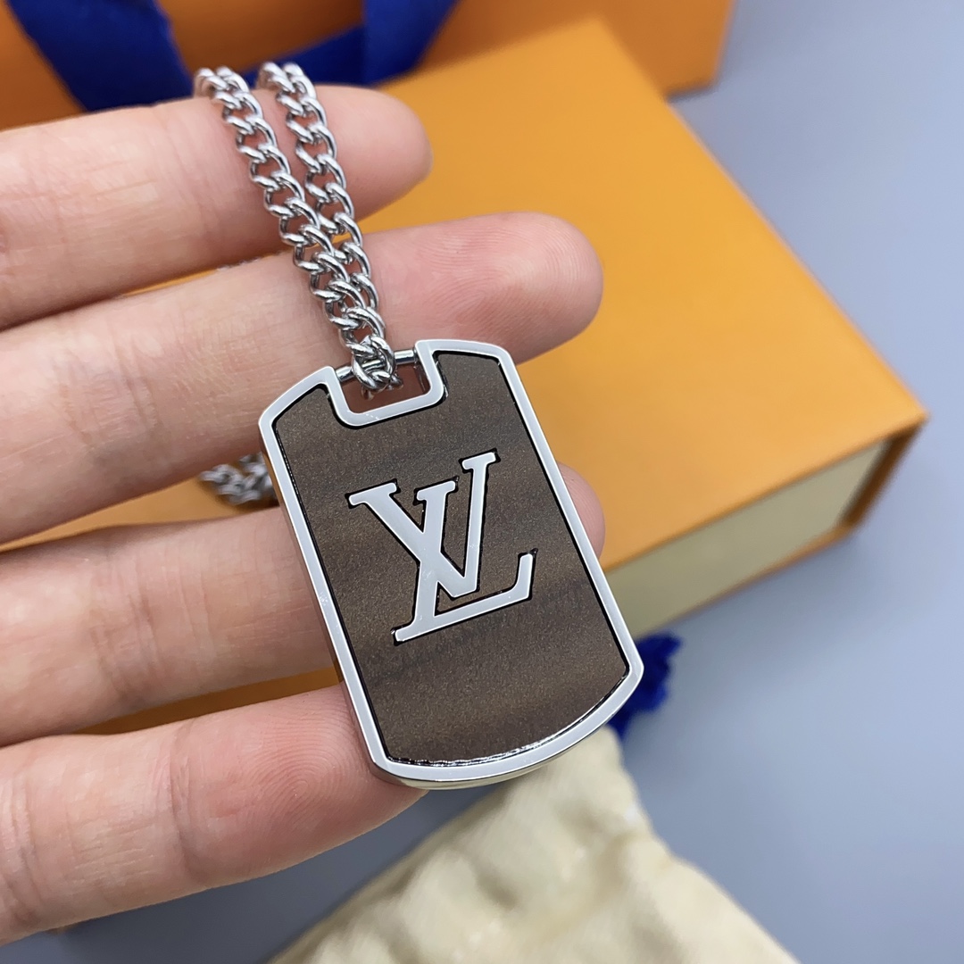 replica Louis Vuitton Two-sided Engraved Monogram Tag Necklace - H Lin Jewelry