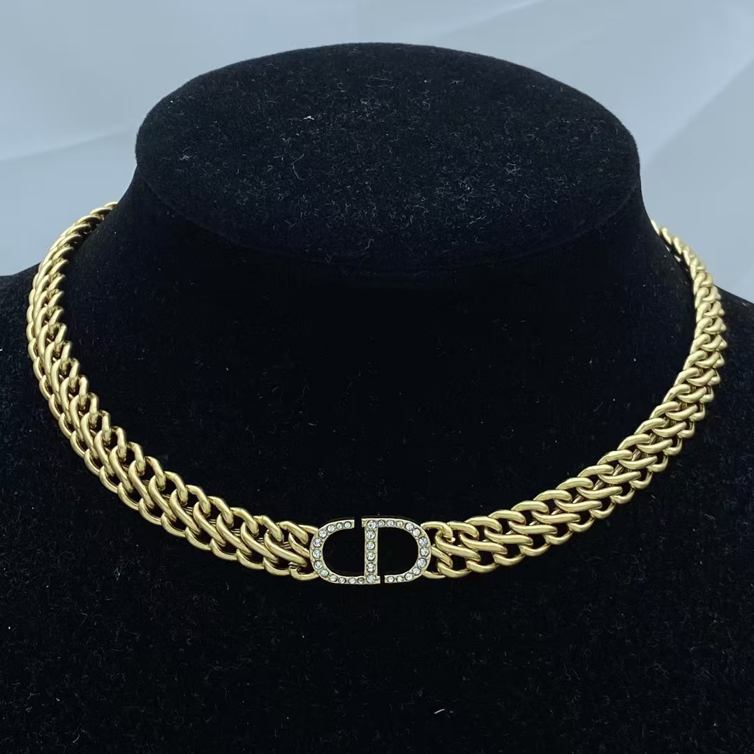 replica Dior CD Pendant Chunky Cuban Chain Choker Necklace - H Lin Jewelry