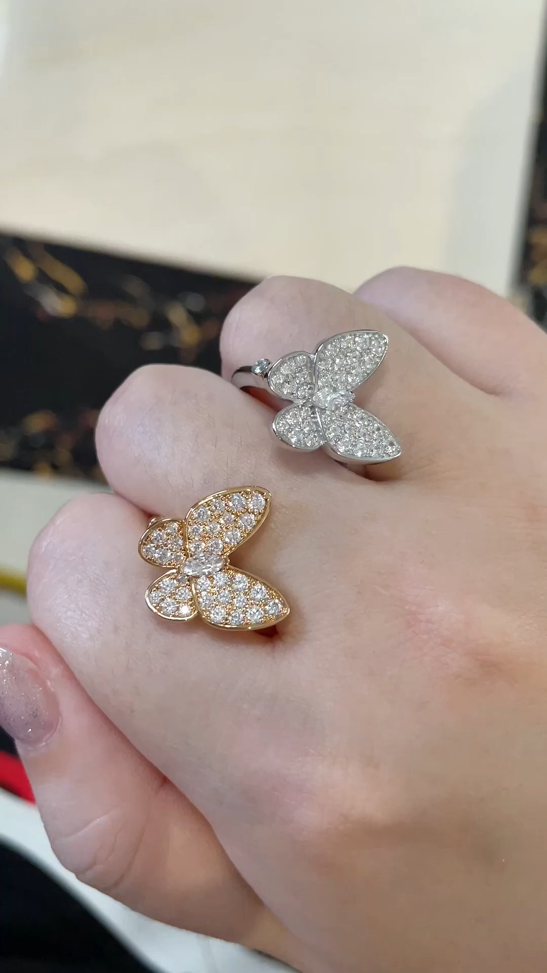 replica Van Cleef & Arpels Full Diamond Butterfly Ring - H Lin Jewelry