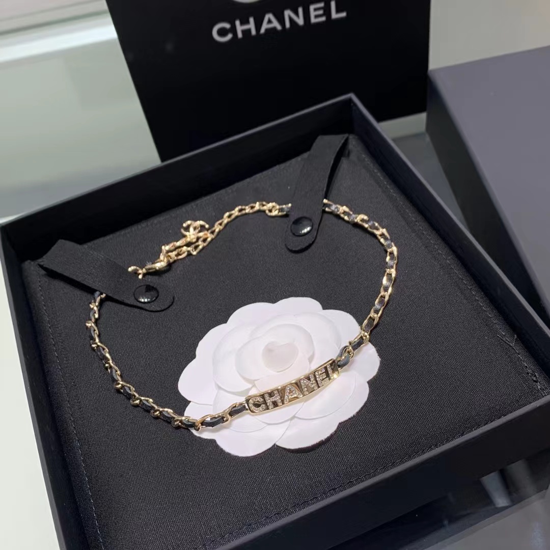 replica Chanel Leather Cuban Chain Choker Necklace - H Lin Jewelry
