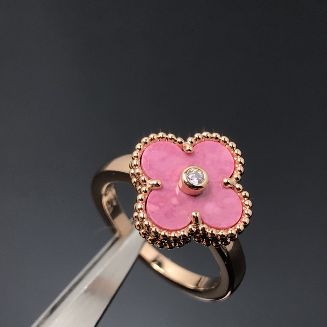 replica Van Cleef & Arpels Pink Vintage Alhambra Ring - H Lin Jewelry