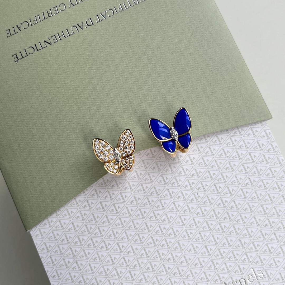 replica Van Cleef & Arpels Asymmetric Lapis Lazuli Butterfly Earrings - H Lin Jewelry