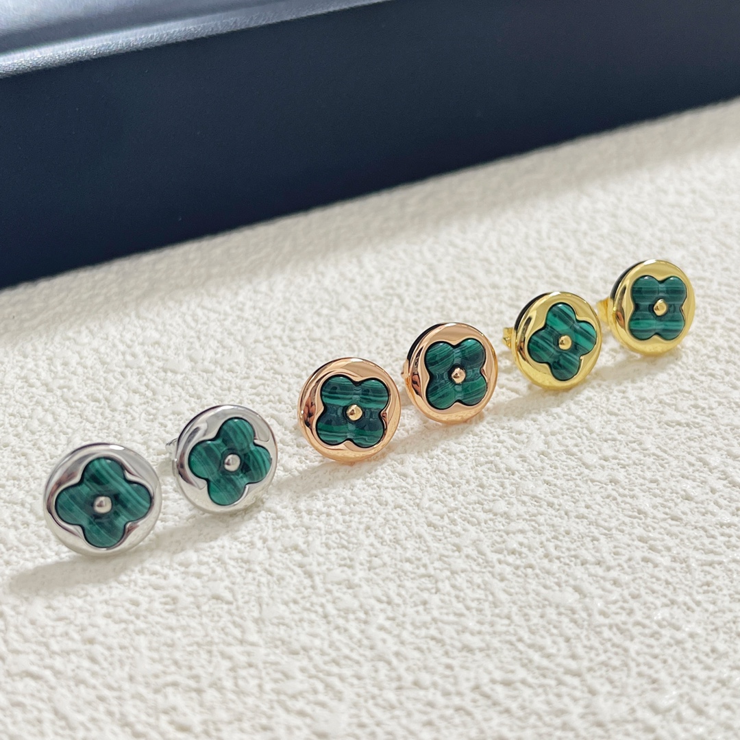 replica Louis Vuitton Green Malachite Stud Earrings - H Lin Jewelry