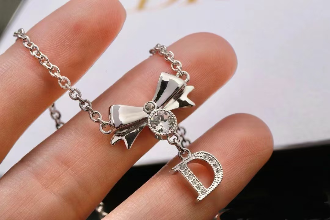 replica Dior Bow Letter D Pendant Necklace - H Lin Jewelry