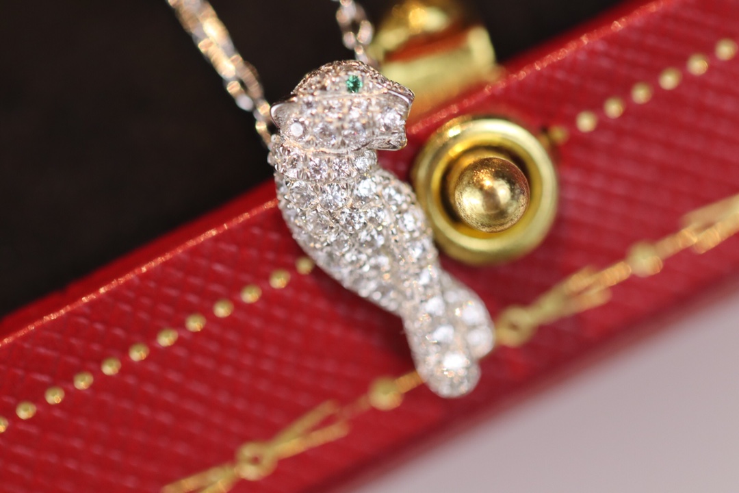 replica Cartier Full Diamond Paved Silver Leopard Panthère de Necklace - H Lin Jewelry