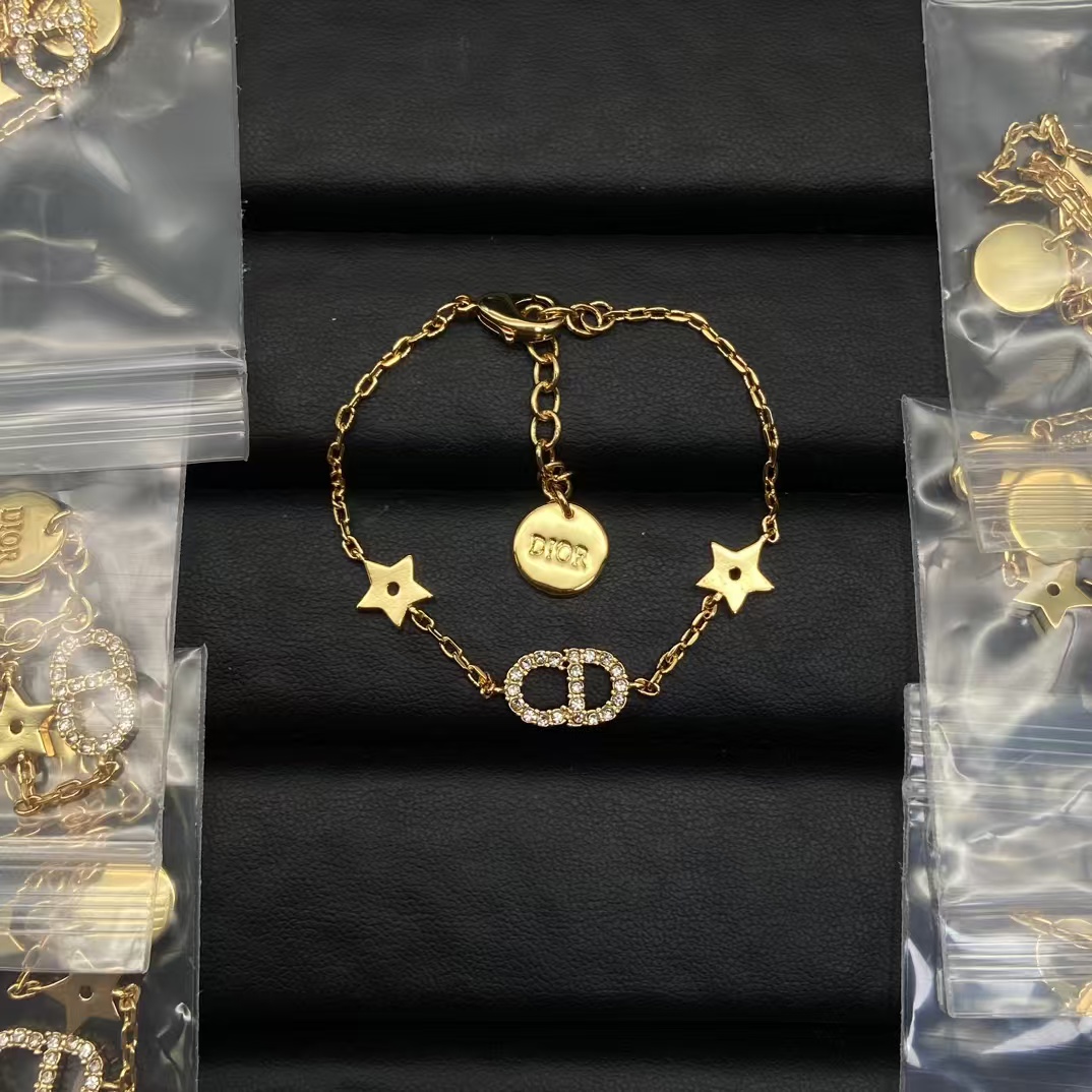 replica Dior Rose Gold Chain Star and CD Bracelet - H Lin Jewelry