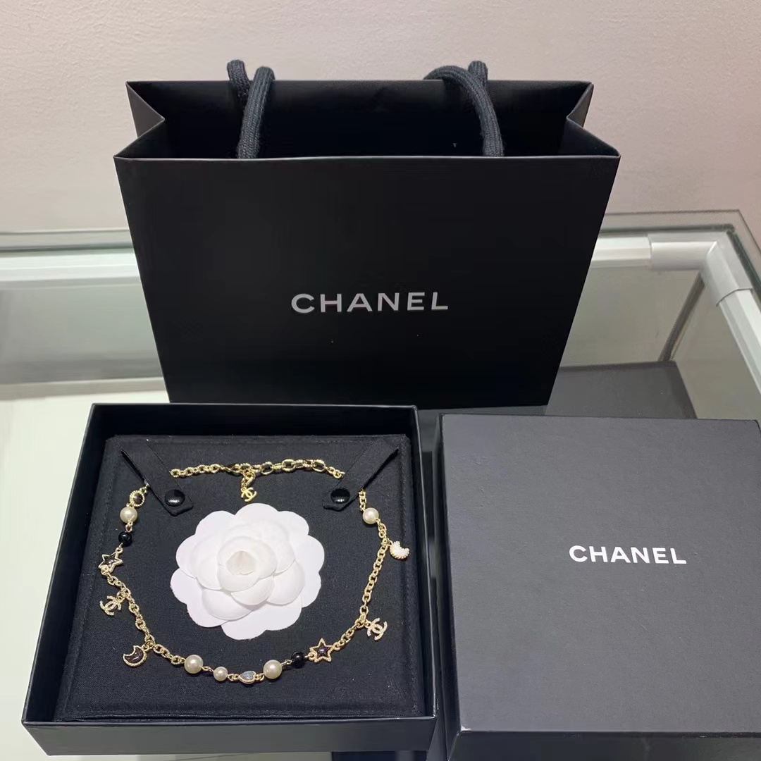 replica Chanel Moon Star Pearl Charms Necklace - H Lin Jewelry