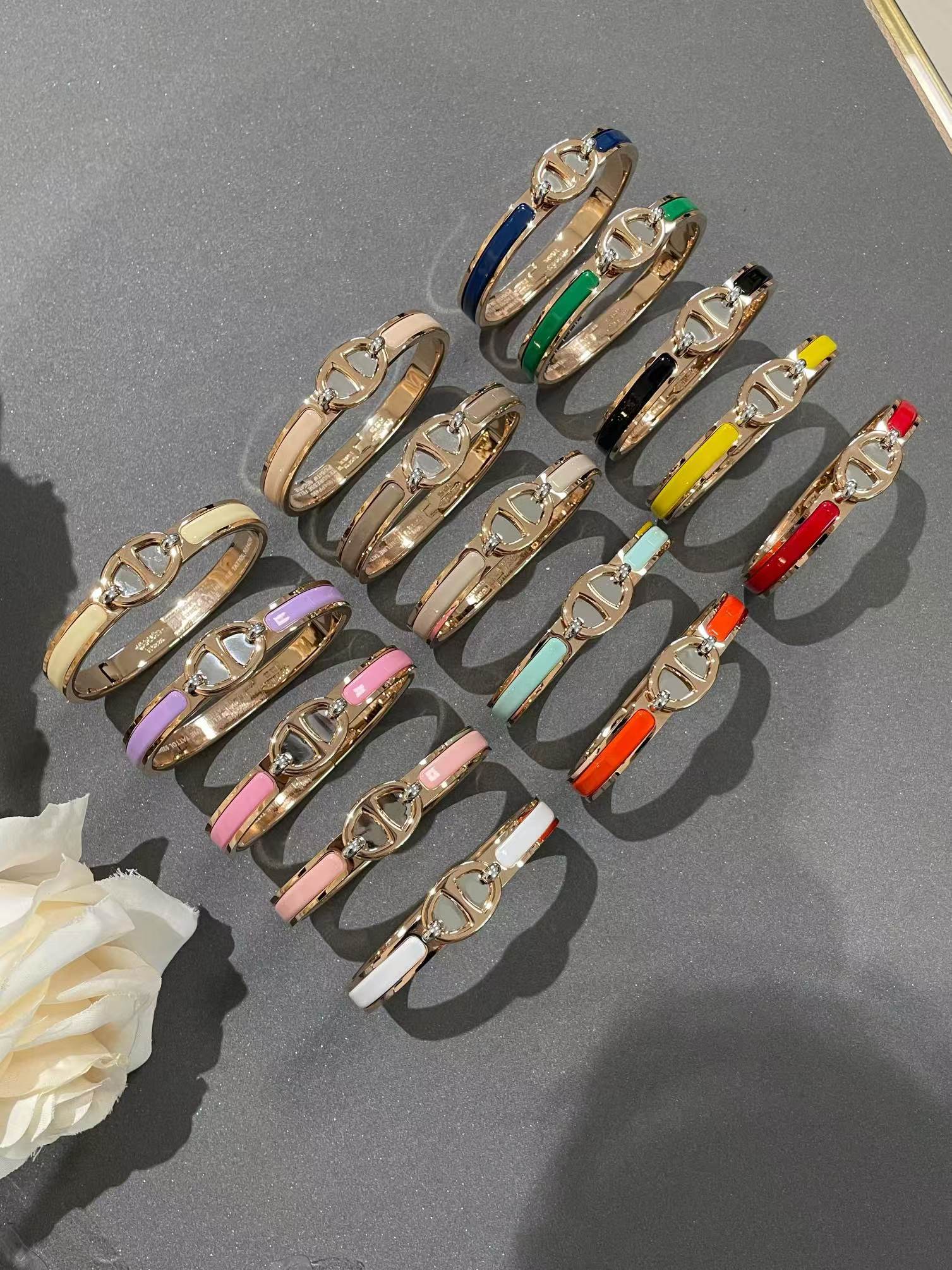 replica Hermes Pig Nose Enamel Bracelet Bangle - H Lin Jewelry