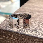 replica Vivienne Westwood Punk Unisex Style Wide Band Stamped Saturn Couple Ring - H Lin Jewelry