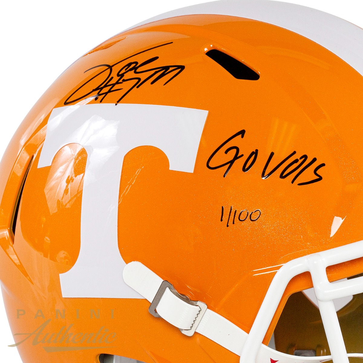 Joe Milton Autographed Tennessee Volunteers Full Size Orange Riddell Speed Replica Helmet with