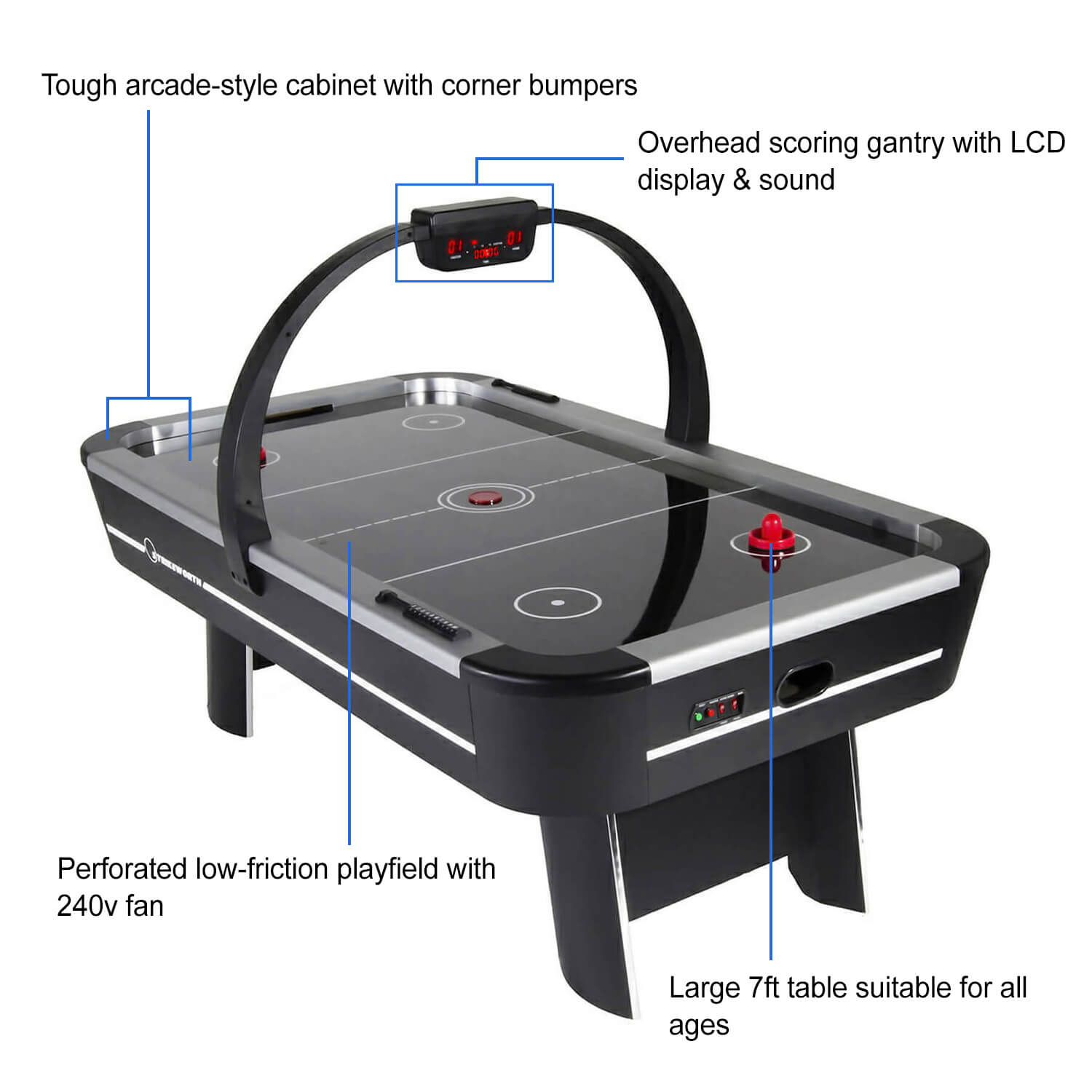 Strikeworth Pro Ice Aluminium 7 Foot Air Hockey Table