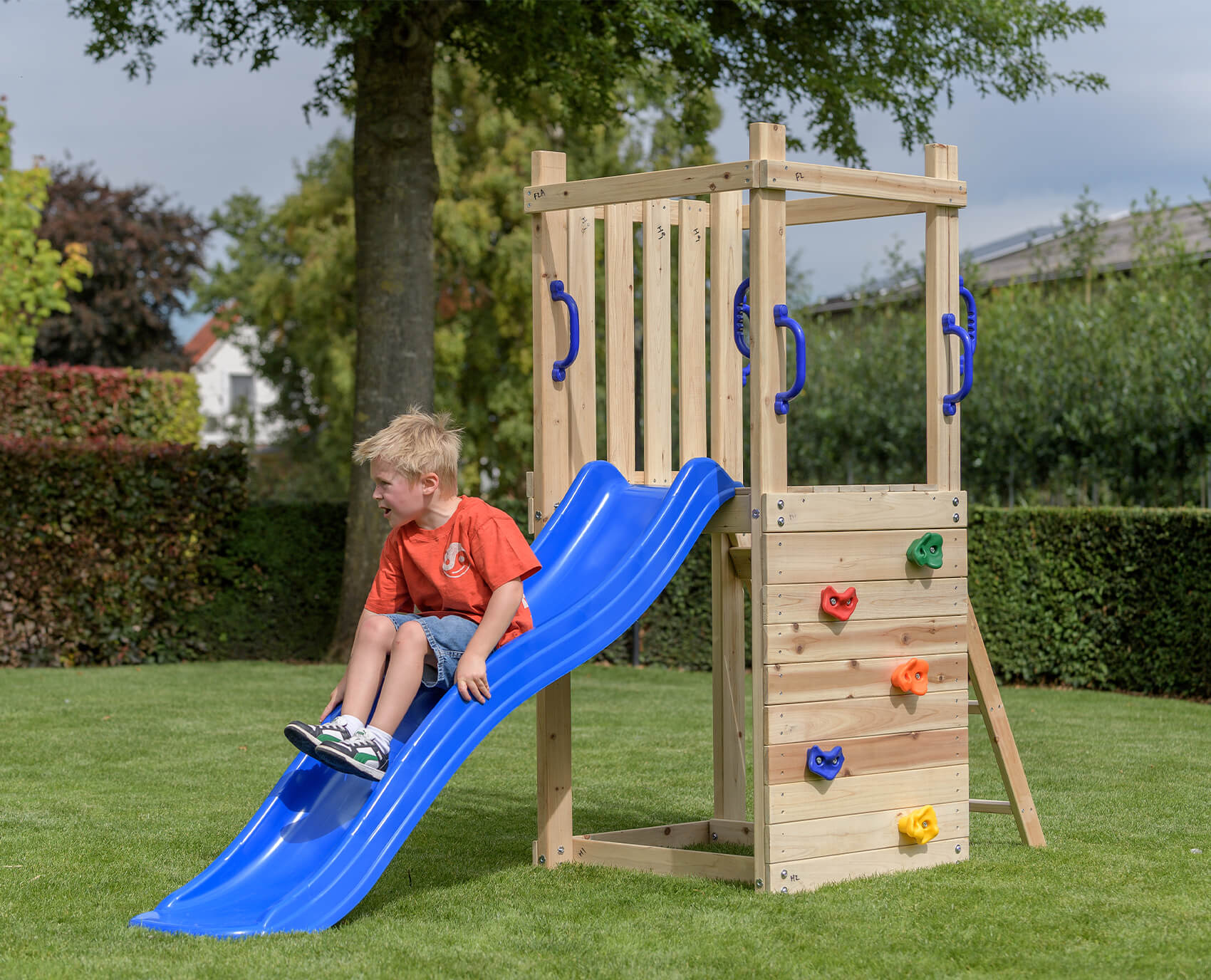 Mari Wooden Climbing Frame Tower with Slide by Swing King