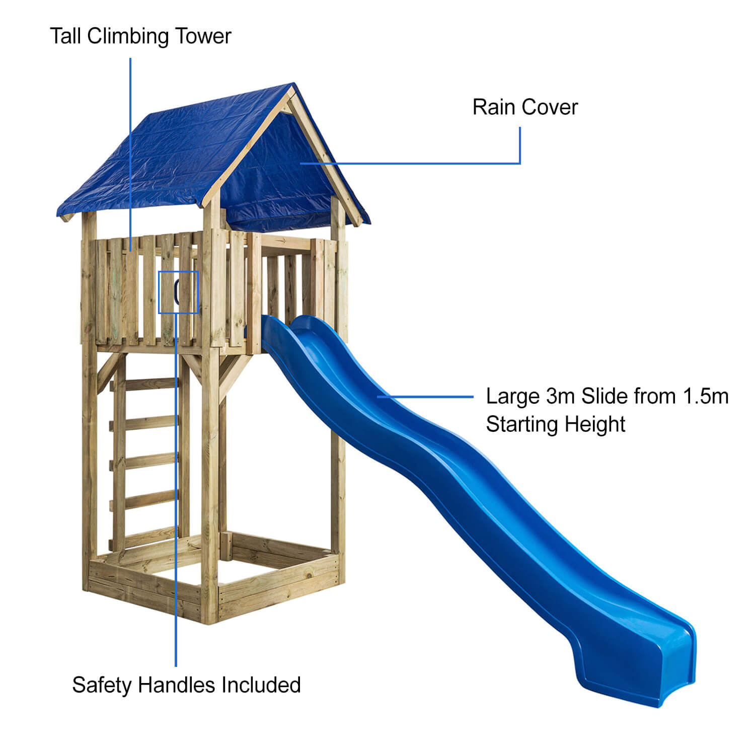 Lisa Wooden Climbing Frame Tower with Slide by Swing King