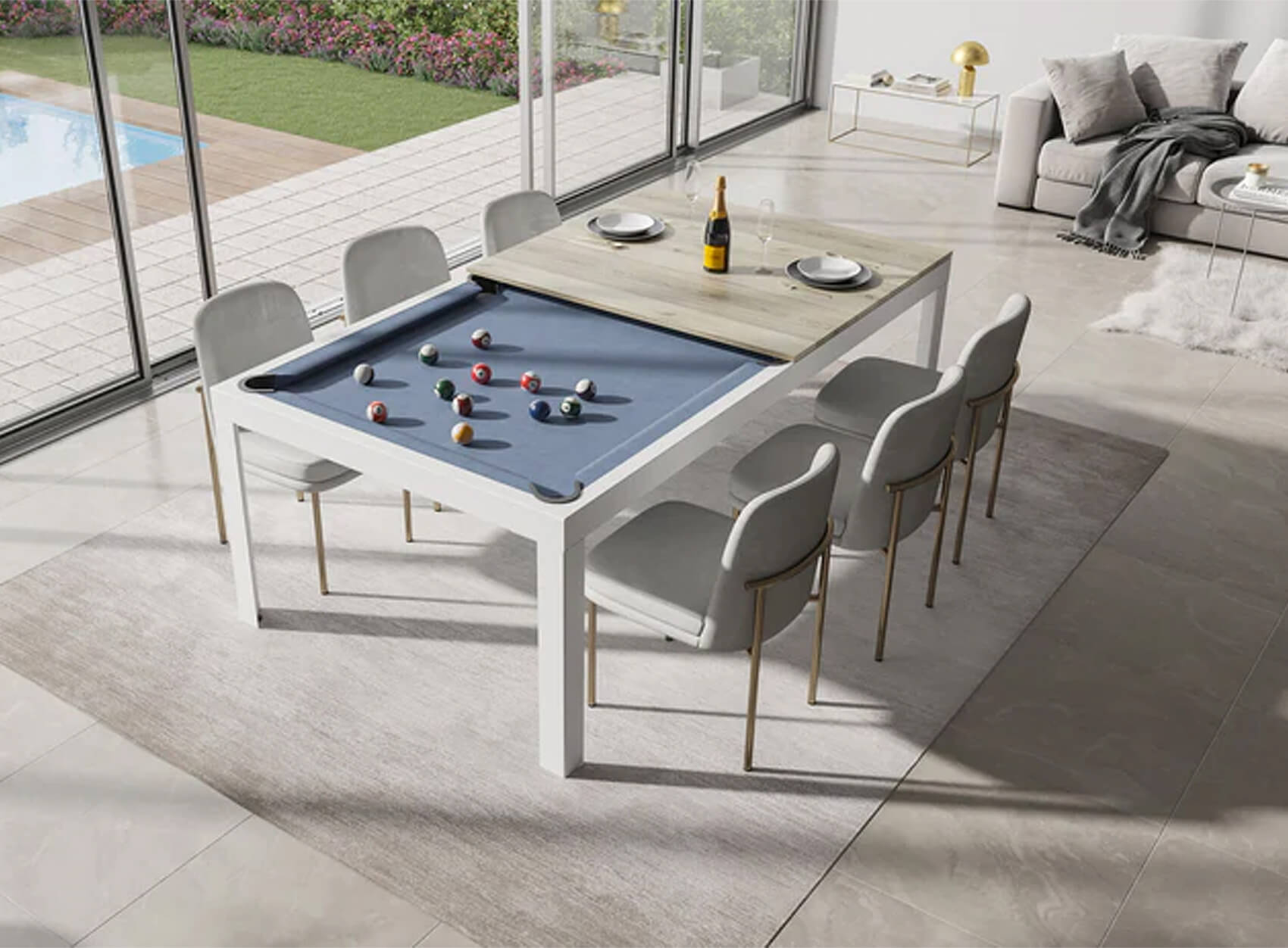 Aramith Conver-Table 7ft American Slate Bed Pool Dining Table