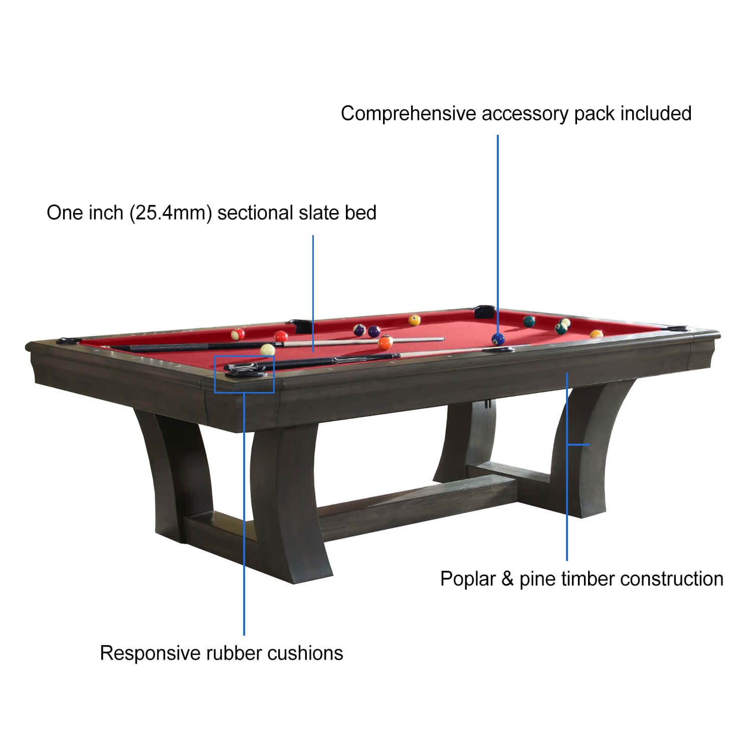 The Pureline Whistler 7ft/8ft American Pool Dining Table