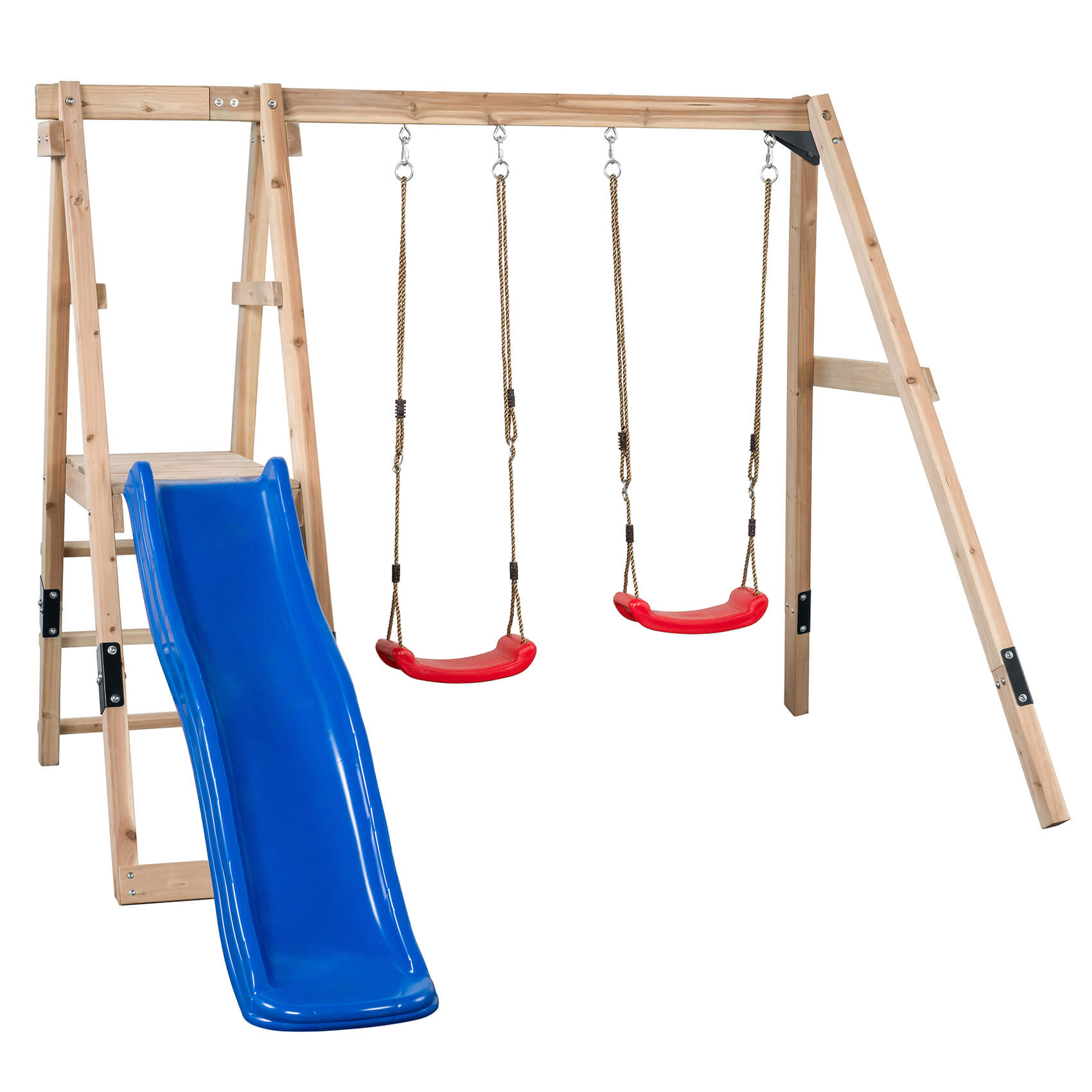 Ava Wooden Tower With Swings & Slide by Swing King