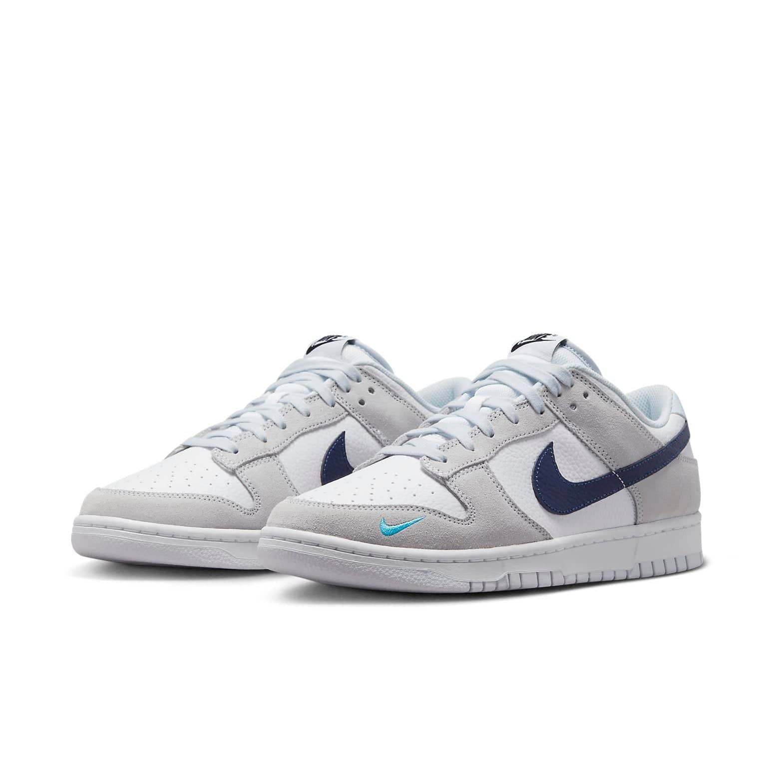 Nike Dunk Low  Mini Swoosh - White Grey Navy Aqua - Nike Dunk Low  Mini Swoosh - White Grey Navy Aqua - Yeezy Boost 350