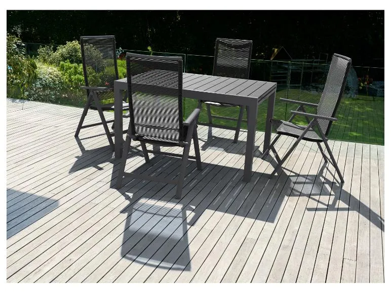 Alu-Rope-Set »Miami«, 5-teilig - Ausziehtisch und 4 Hochlehner, anthrazit