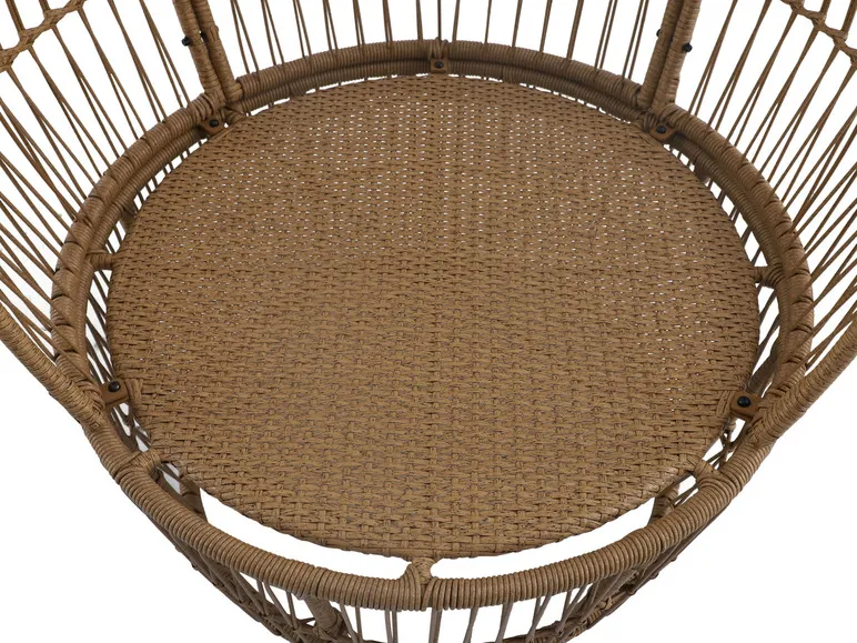 Ei-Sessel mit Rattan, inkl. Kissen, braun/weiß