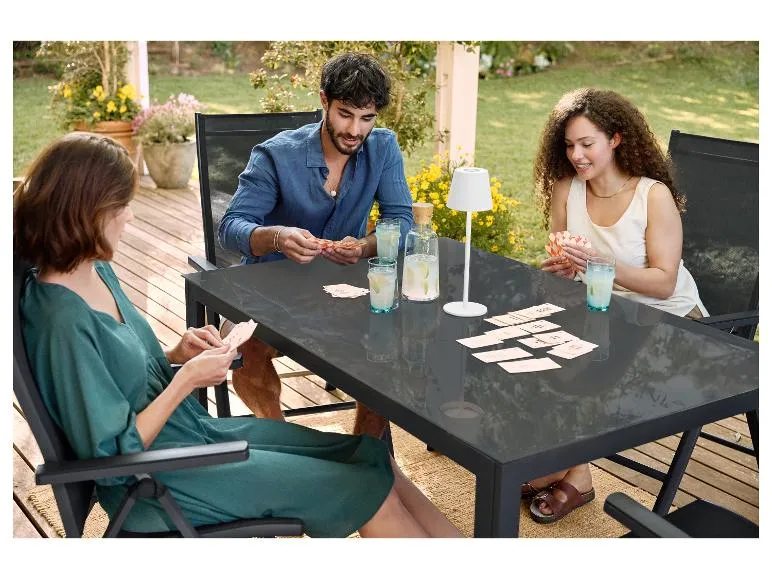 Alu-Set »Houston«, 7-teilig - Standardtisch & 6 Hochlehner, grau