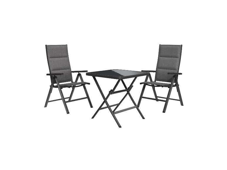 Alu-Set »Toronto«, 3-teilig - Klapptisch & 2 Hochlehner, grau