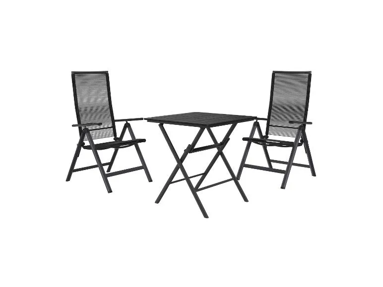 Alu-Rope-Set »Miami«, 3-teilig - Klapptisch & 2 Hochlehner, anthrazit