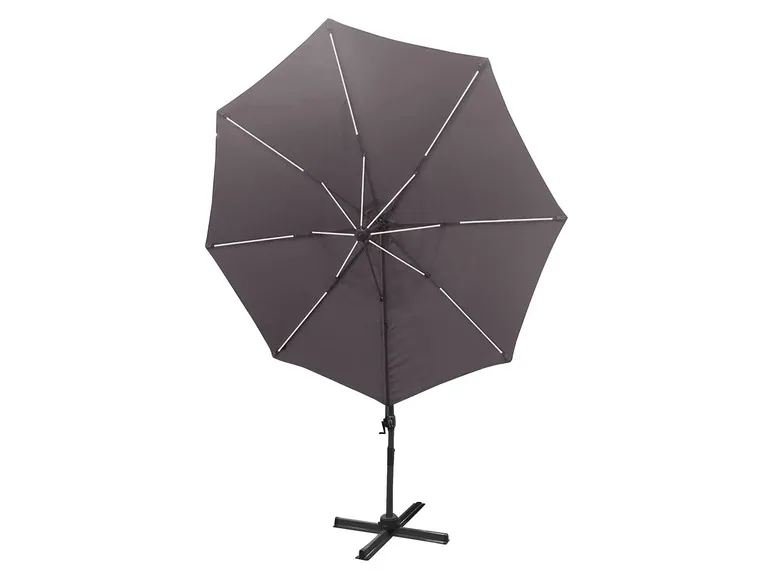 Solar LED Ampelschirm, Ø 3 m, mit 360° Fuß-Pedal