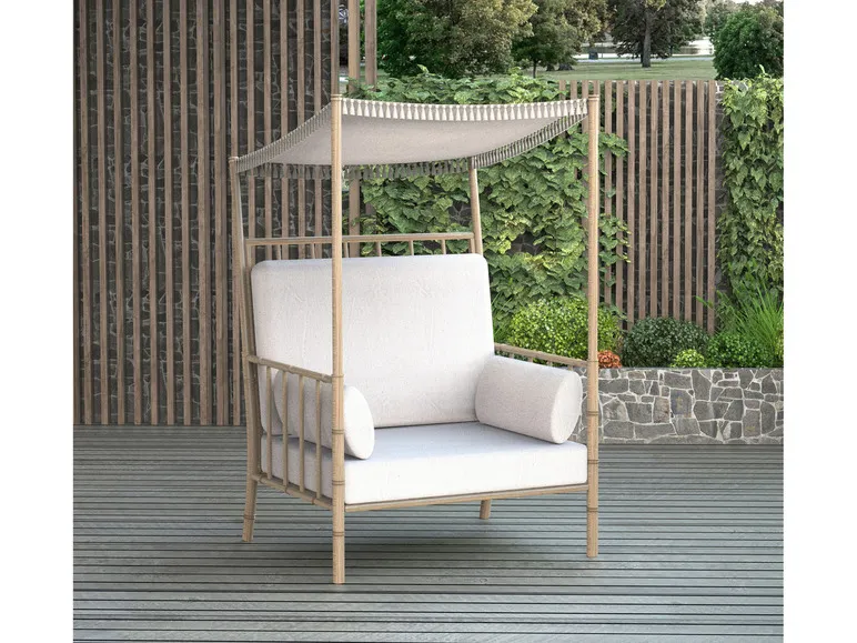 Stahlsessel mit Baldachin, inkl. Auflagen