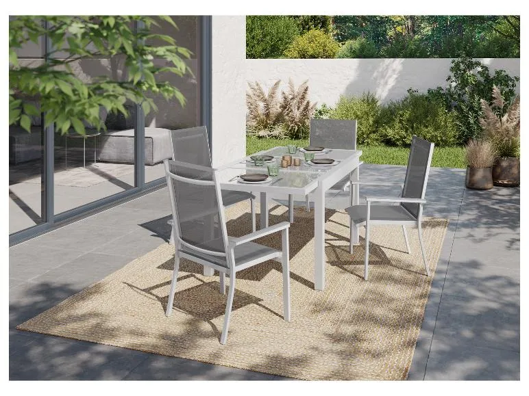 Alu-Gartentisch »Houston«, ausziehbar, weiß/hellgrau