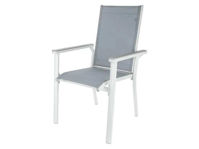 Alu-Set »Houston«, 5-teilig - Ausziehtisch & 4 Stapelsessel, weiß/hellgrau