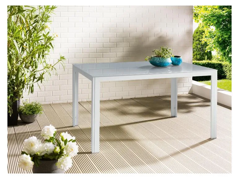 Alu-Set »Houston«, 5-teilig - Standardtisch & 4 Hochlehner, weiß/hellgrau