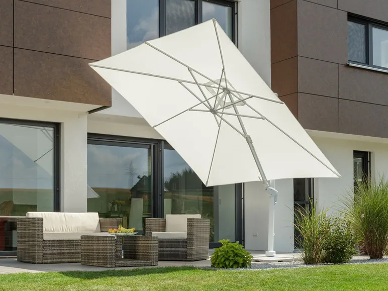 Schneider Ampelschirm »RHODOS TWIST BIANCO«, 300 x 300 cm, mit Plattenständer, imprägniert