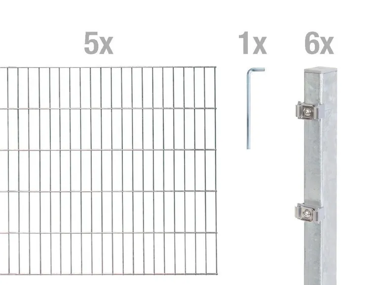 Doppelstabmattenzaun-Grundset, Länge 10 m