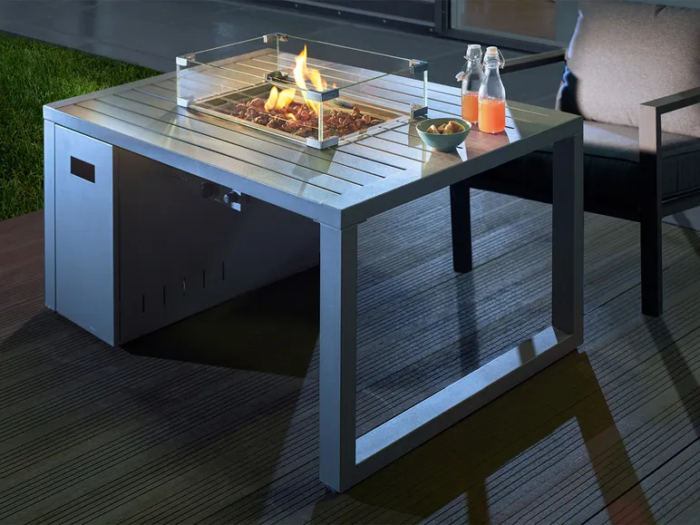 Loungetisch und Feuerstelle »Lagos«, B 115 x T 75 x H 58,5 cm, grau