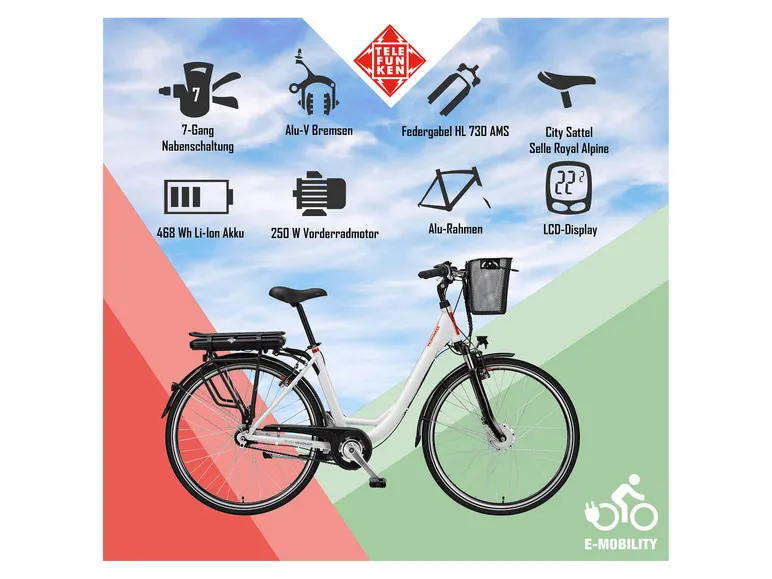 E-Bike »Multitalent RC657-S«, Pedelec, Citybike, 28 Zoll, 100 km Reichweite