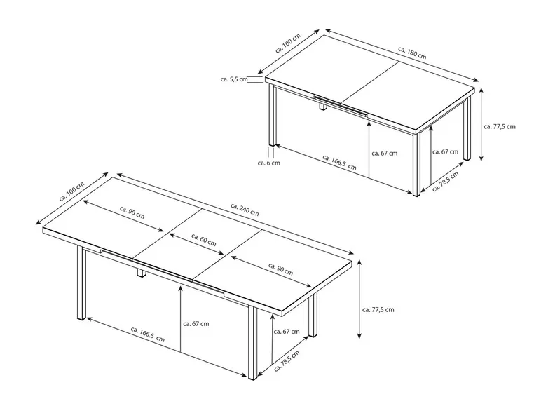 Tisch »Boston«, mit automatischer Auszieh-Funktion